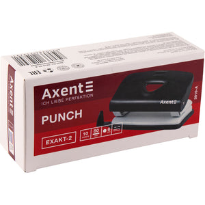 Діркопробивач для паперу Axent Exact-2 3910-01-A, металевий, 10 аркушів, чорний